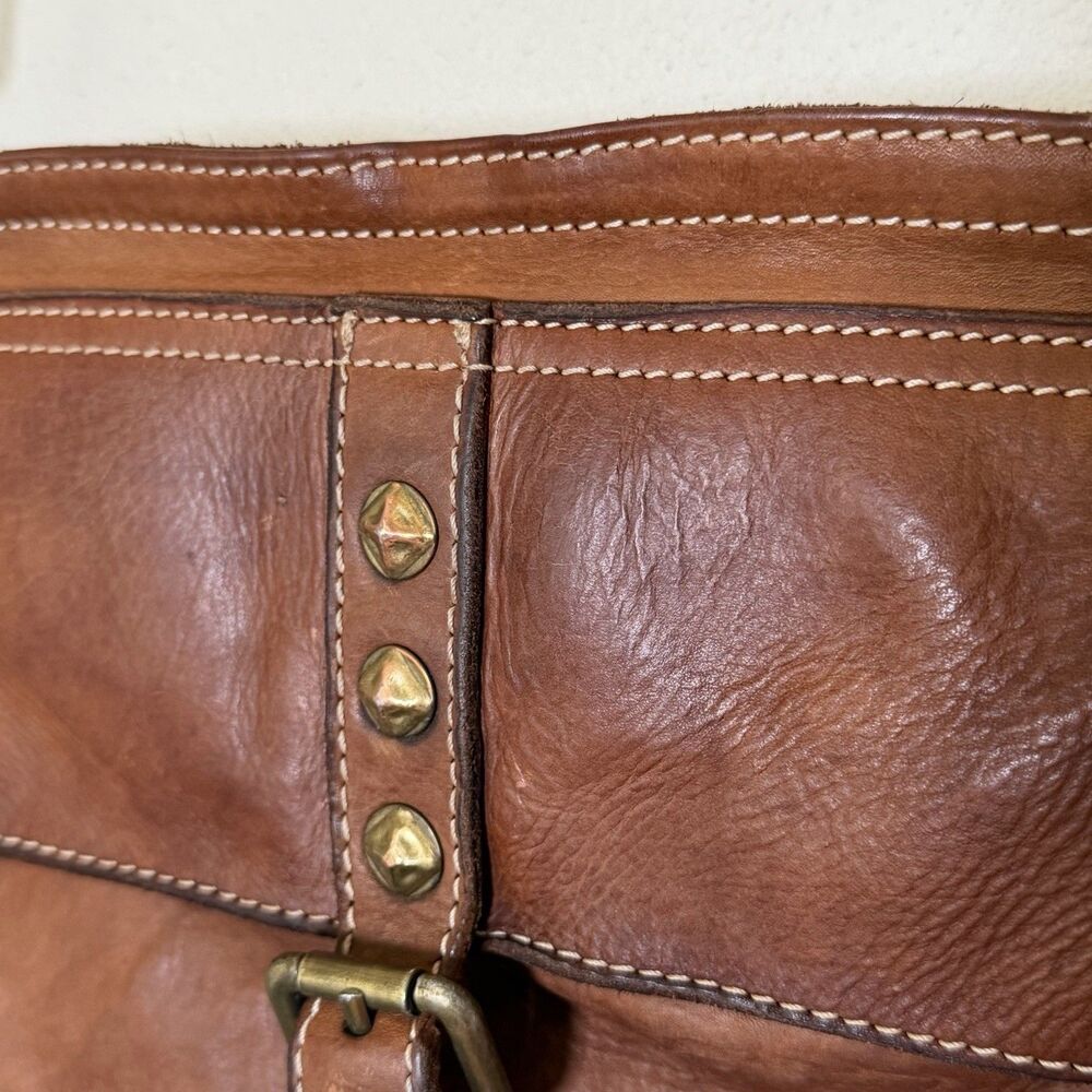 Costanza Rota Y2K Italian Leather Crossbody Bag Cognac Brown Studded Purse - Picture 5 of 10